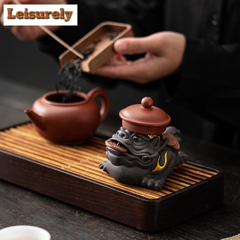 Purple Sand Golden Toad Tea Pet Small Ornaments Attract Wealth and Can Be Raised Mud Personalized Tea Play Toys Sculpture Crafts