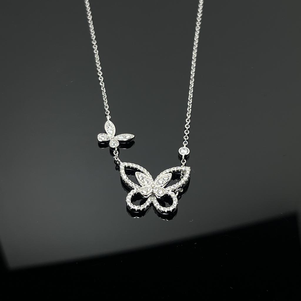 Pendientes clásicos de mariposa chapados en oro de plata 925, pulsera de mariposa, collar de mariposa.