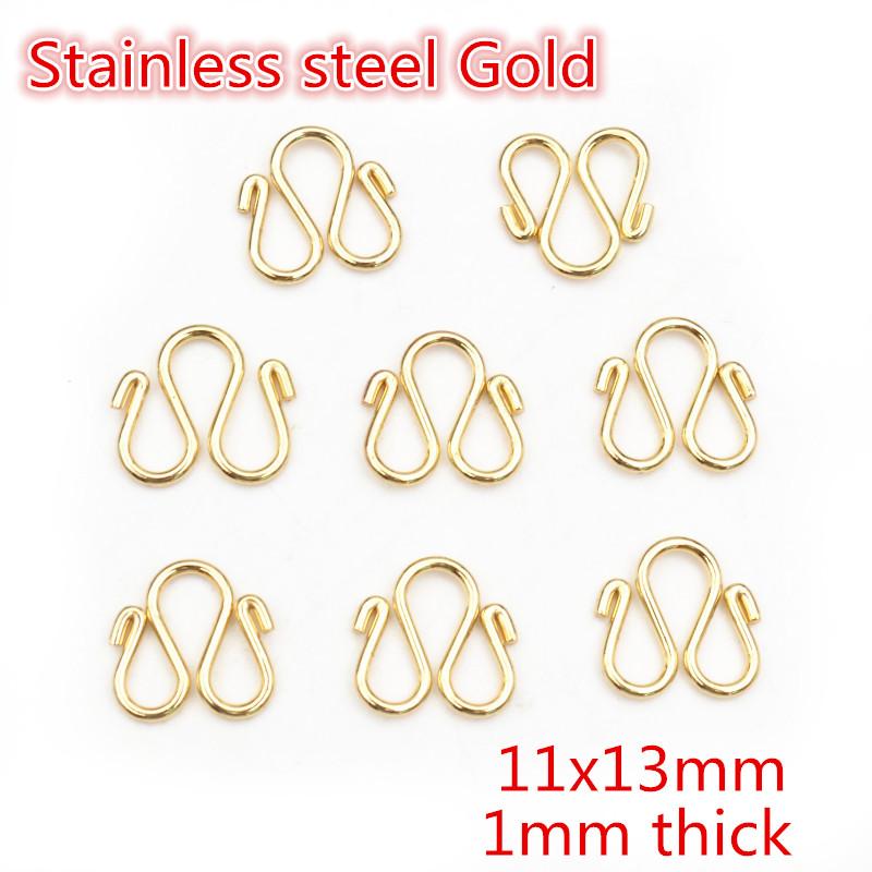 30Pcs Stainless Steel Gold Color W Shape End Clasps Hooks Chain Connectors For Bracelet Necklace DIY Jewelry Making Supplies