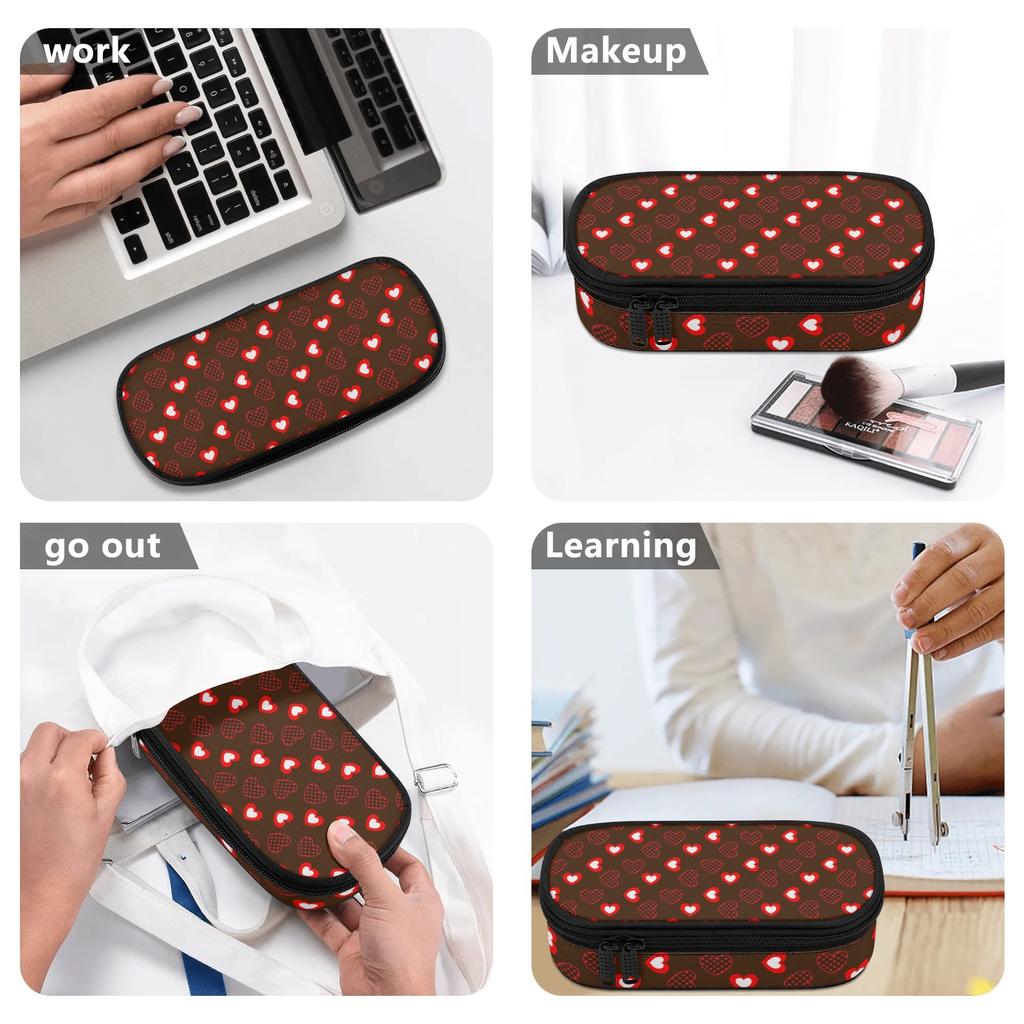 Pen Case Casual Wear Resistant Polyester Zipper Closure with Main Compartment Mesh Pocket and Pen Slots for Middle School Students