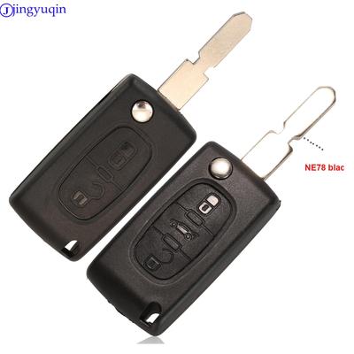 Jingyuqin Afstandsbediening 2/3 Knoppen Klapbare Autosleutel Fob Cover Voor Peugeot 406 407 ne78 mes Met Batterijclip (CE0536/CE523)