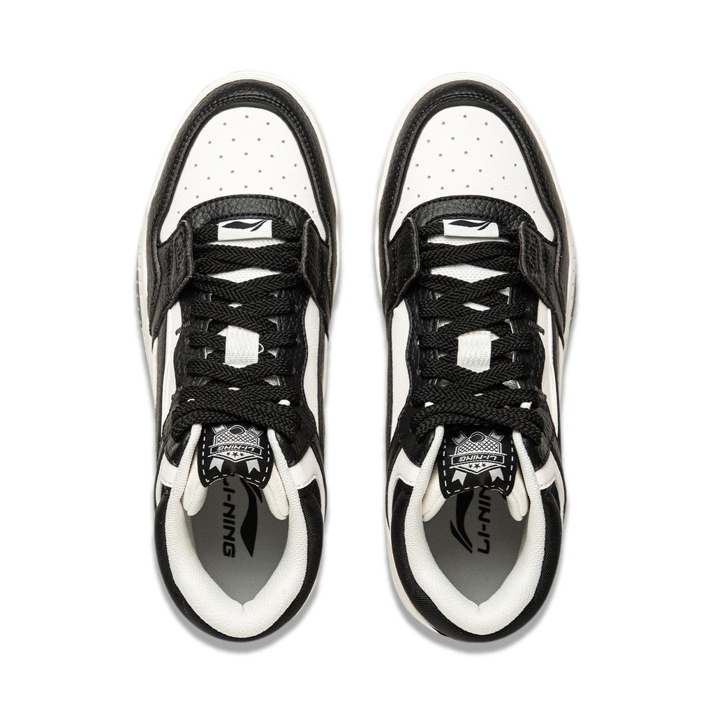 Li Ning Yue Bai Hi Casual Versatile Thick Sole Non-Slip Wear-Resistant Breathable High-Top Skate Shoes Women Sneakers Black White AGCU314-5