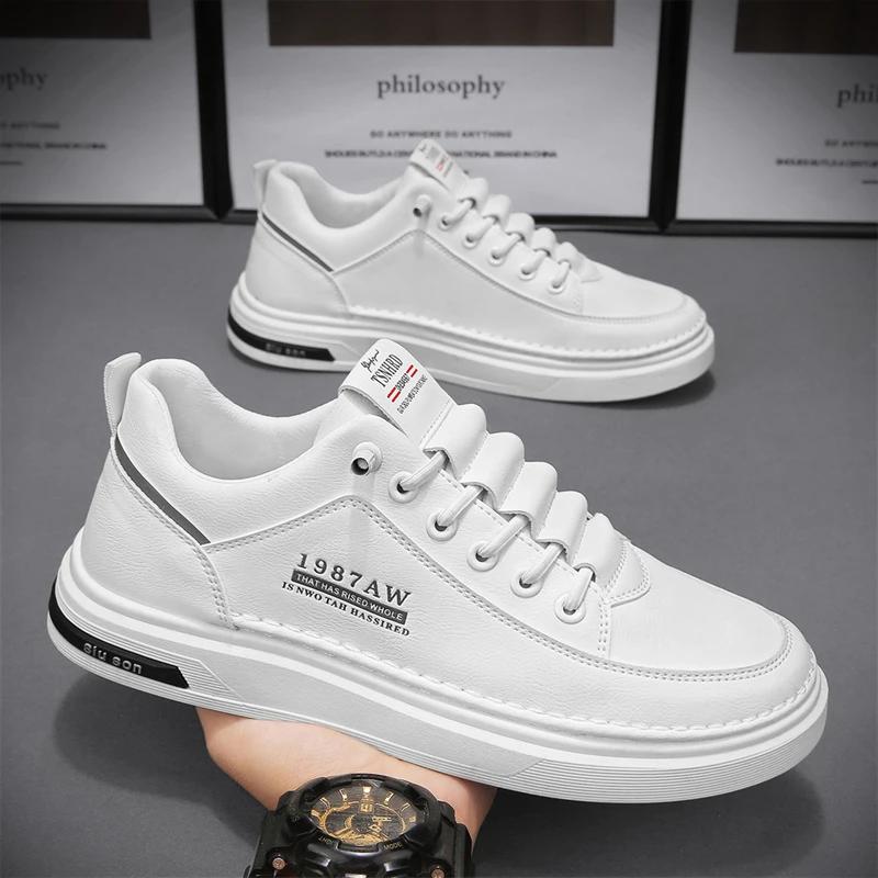 Fashion New Mens Board Shoes True Super Soft Breathable Leather Shoes for Men Thick Soled Luxury Sneakers Men Zapatos De Hombre