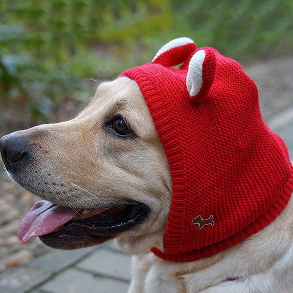 Winter Warm Dog Hat Ear Muffs Noise Protection Windproof Pet Ears Covers Knitted Earmuffs For Small Medium Puppy Accessories