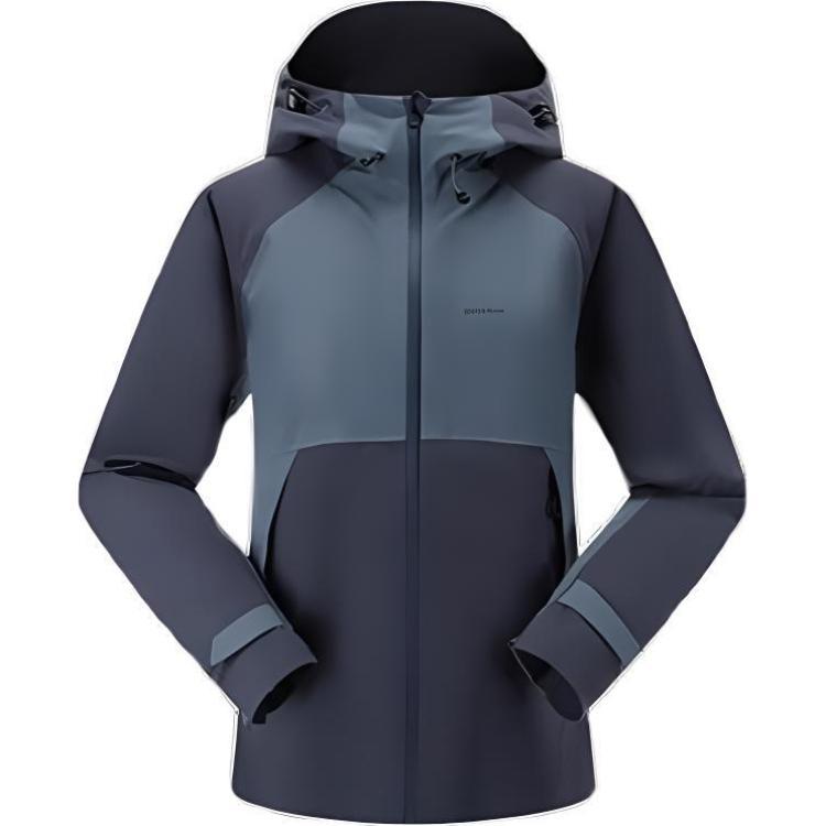 

DECATHLON MH500 Куртка на липучке, молнии, с регулируемым капюшоном, однослойная, водонепроницаемая, ветрозащитная и водоотталкивающая, унисекс, синяя XS синий