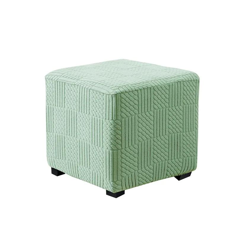 Elastic Square Ottoman Stool Cover Solid Color  Stretch Spandex Footrest Covers Footstool Dustproof Protect Case Home Decor
