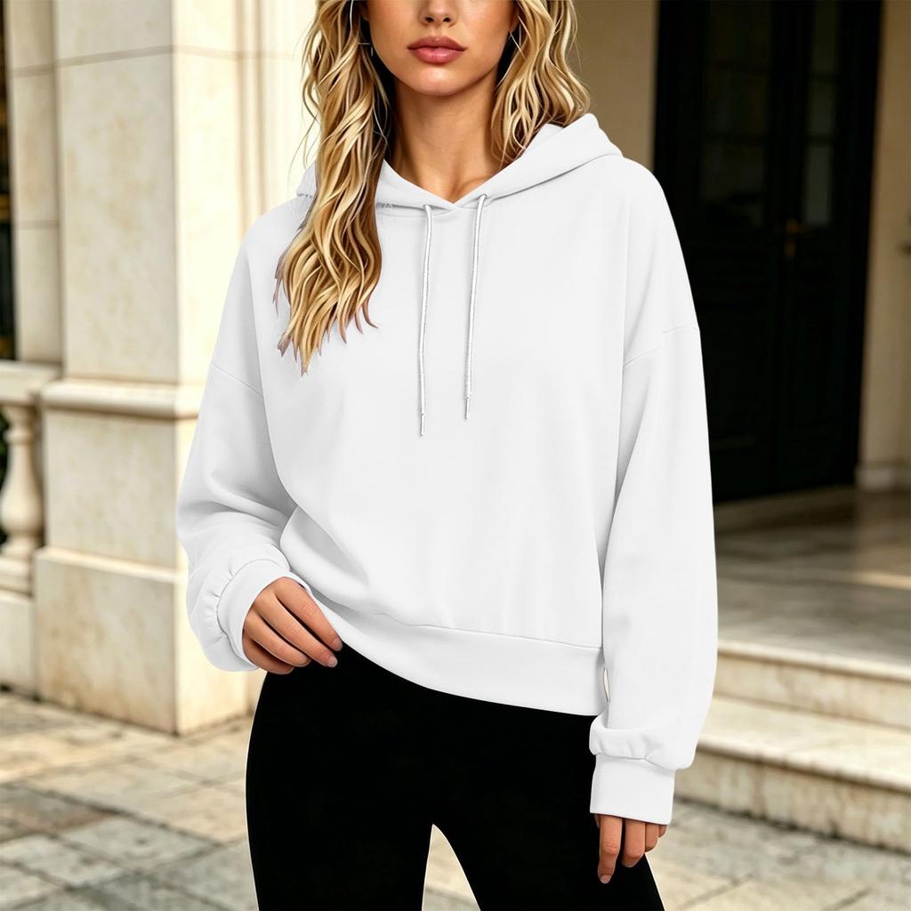Women's Color Long Sleeve Hooded Sweatshirt Casual Top