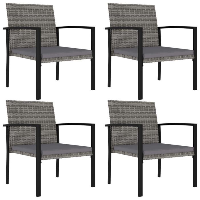 VidaXL Chaises de salle à manger de jardin 4 pcs Résine tressée Gris