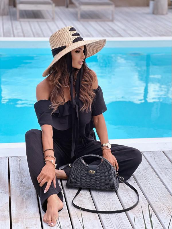 2024 One-Shoulder Ruffle Tie-Waist Wide-Leg Jumpsuit for Women