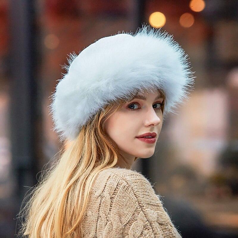 Women Winter Hat Suede Thicken Warm Beanies Fashion Autumn Fake Faux Mongolian Hat Outdoor Elegant Ladies Russian Cap