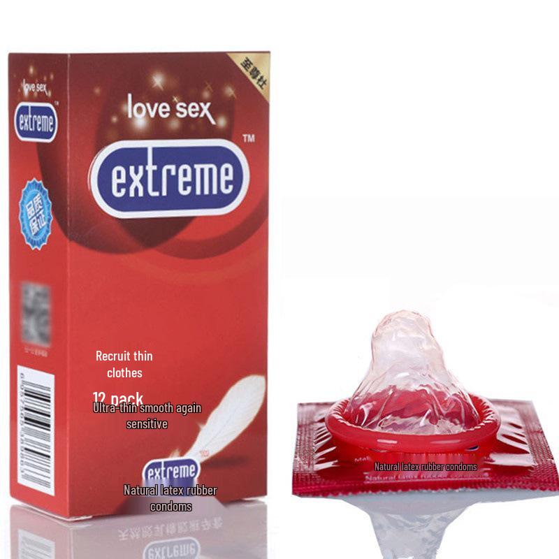 Adult Supreme Ultra-Thin Condoms with Granules, Medium Size, 12-Pack