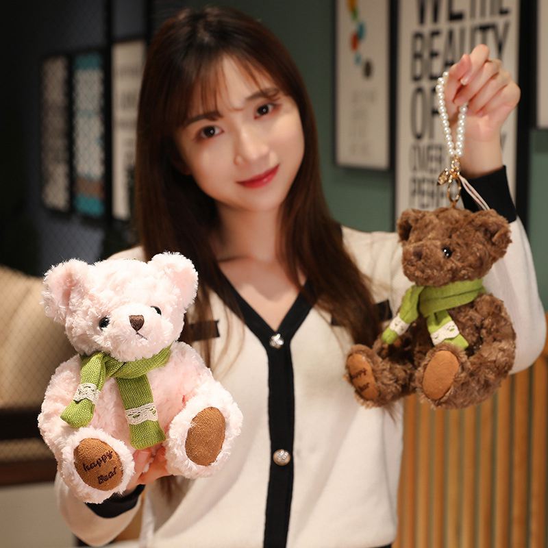 18cm Kawaii Scarf Bear Plush Toy Cute Hug Bear Boneca Urso Boneca Namorada Presente de Aniversário Boneca Travesseiro Presente de Natal Atacado