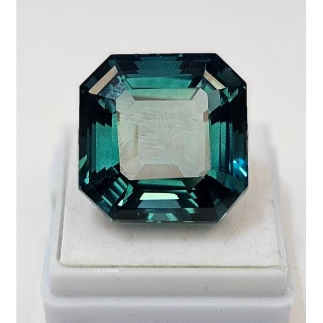 Beautiful Teal Blue Tourmaline Natural Asscher Cut 40 Ct Certified Gemstone