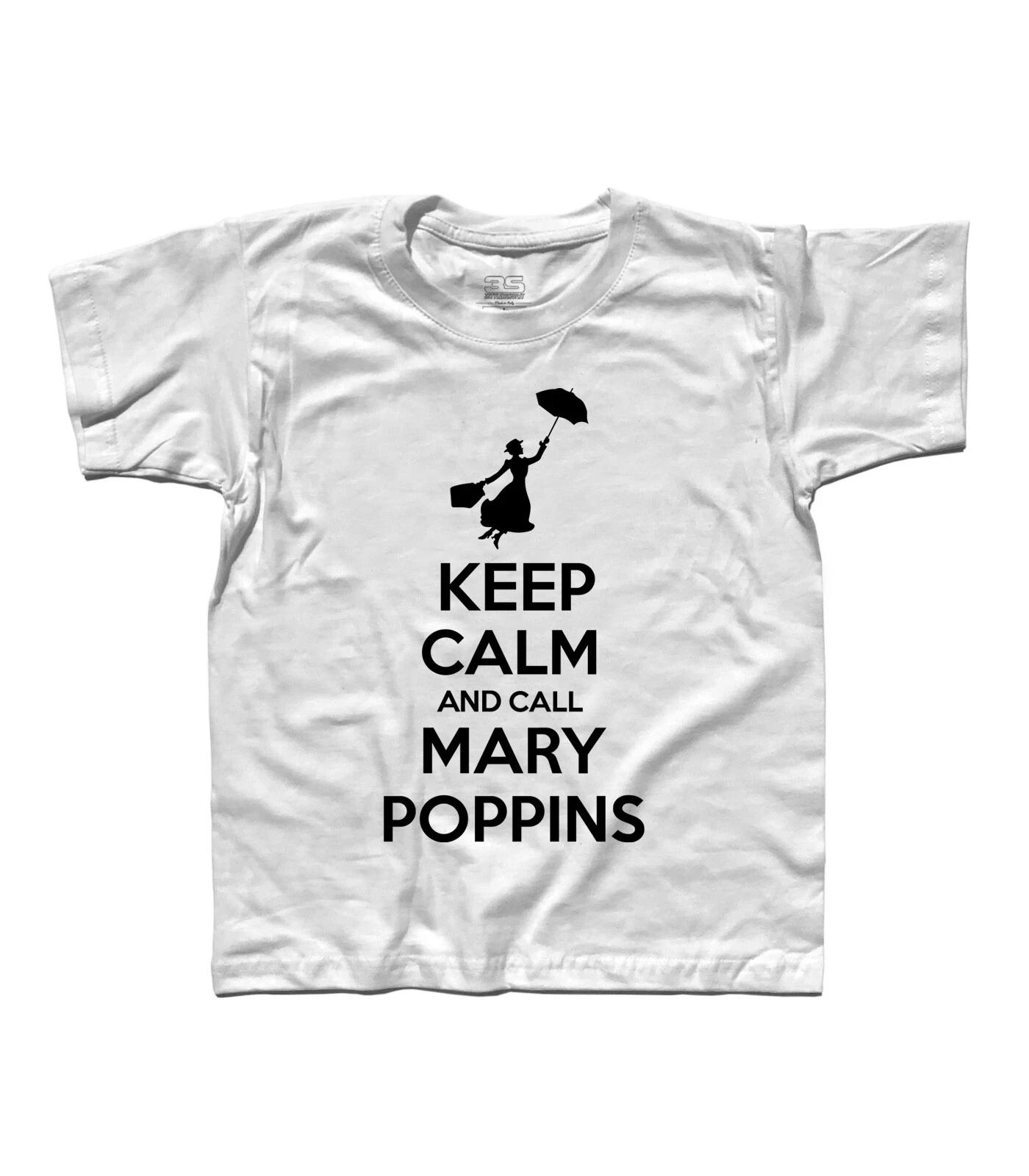 T-Shirt Kids Keep Calm And Call Mary Poppins Babysitter SOS Nanny London 120
