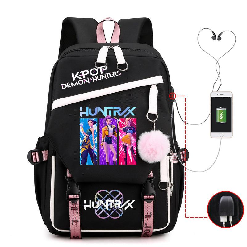 Children'S Schoolbag Contrasting Colors Neutral Leisure Travel Usb Backpack Animation Printing Primary And Secondary School Students