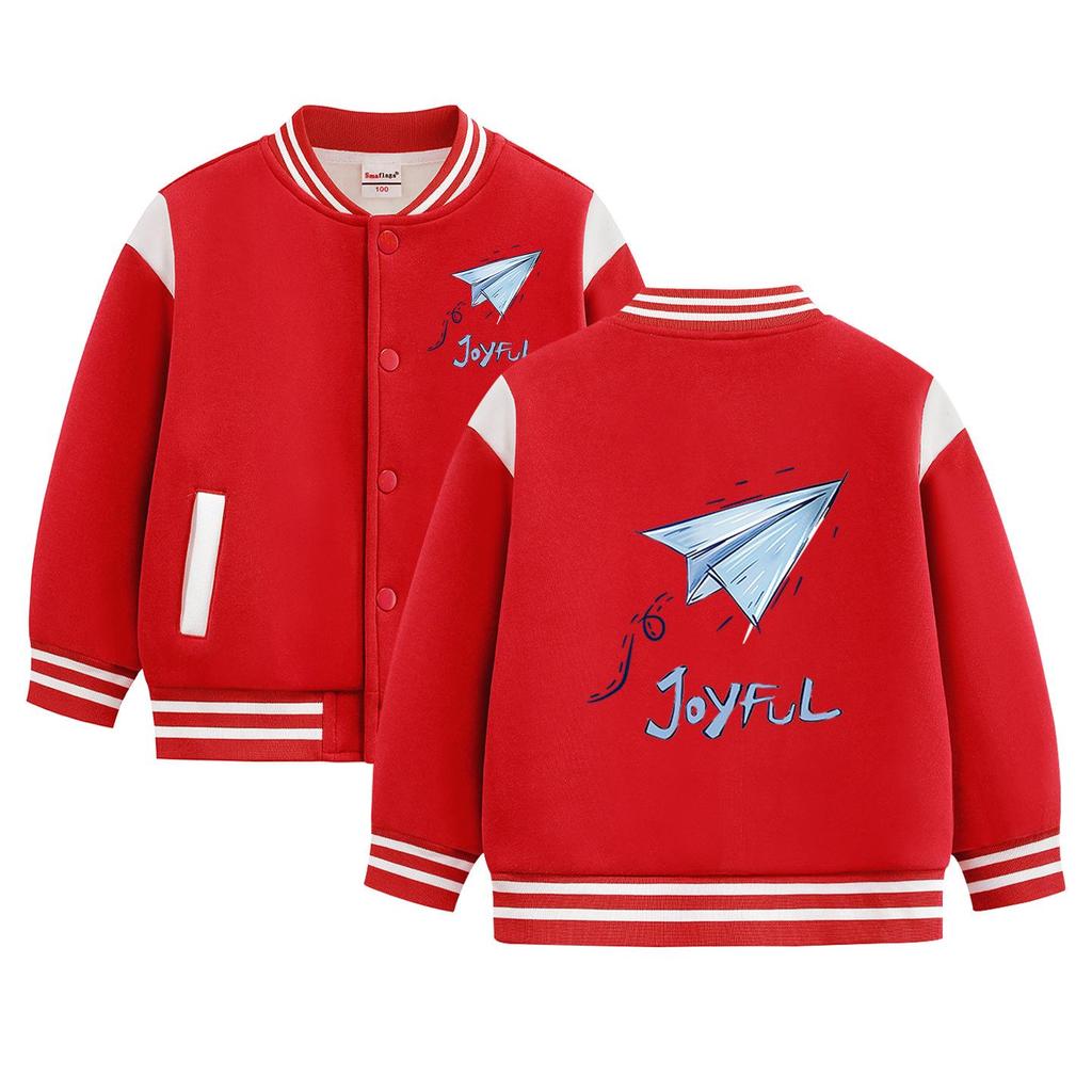 Kids' Autumn/Winter Baseball Jacket - Boys' & Girls' Medium/Large Plus Velvet Spring/Fall/Winter Outerwear