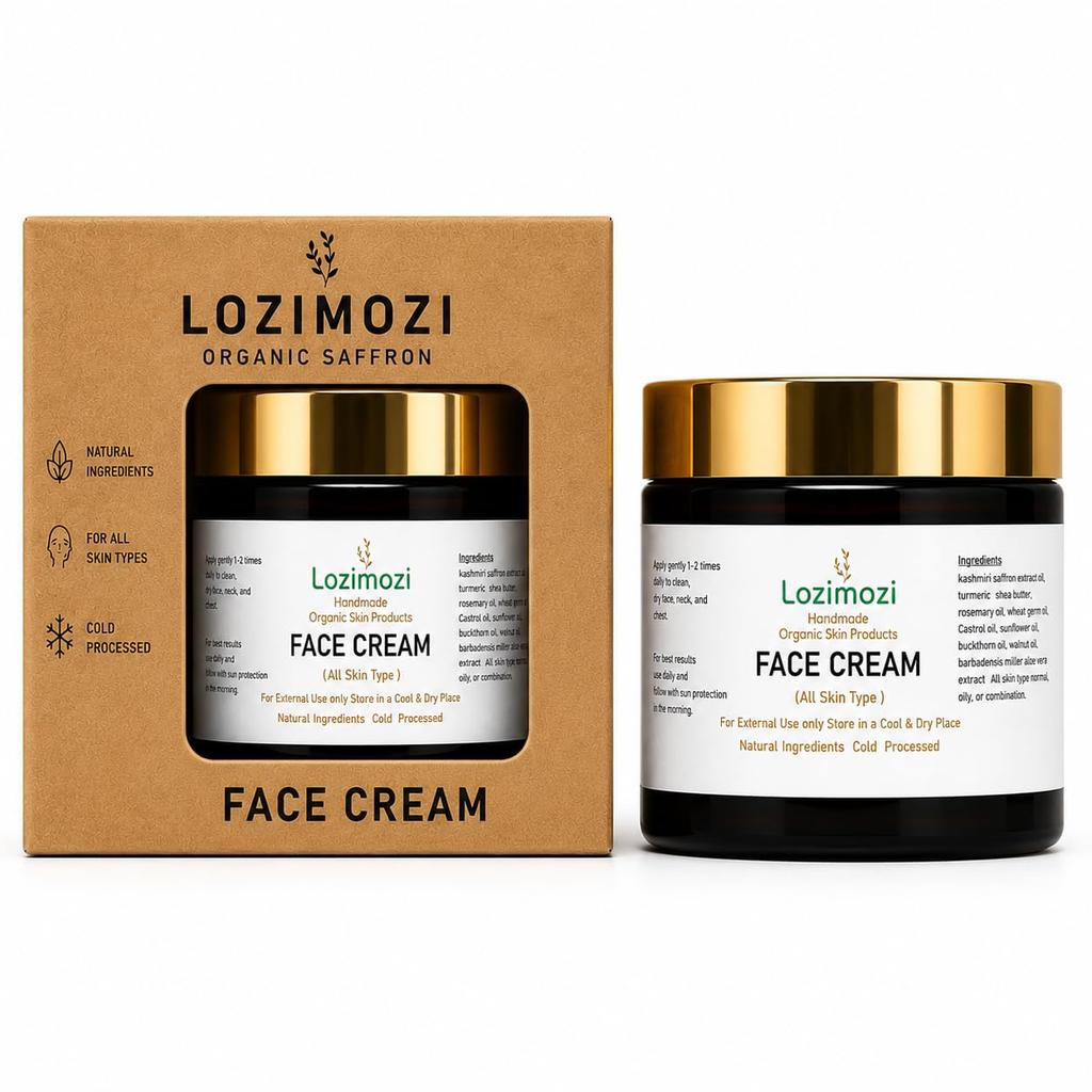 LOZIMOZI Crema Biologica allo Zafferano Giorno Notte - Idratante Illuminante per un Tono Uniforme e Luminosità Naturale - Depigmentante Nutriente con SPF Da