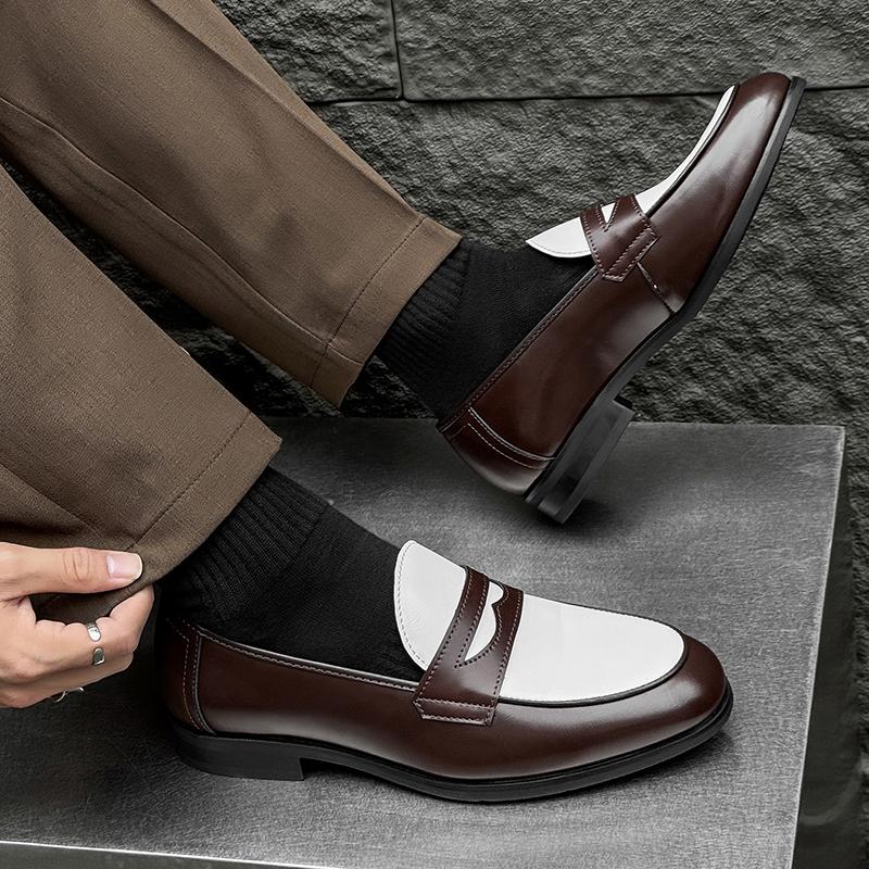 New Autumn Winter Retro Men's Leather Loafers Casual And Comfortable Office Party Shoe Anti-Slip Soft-Soled Flat Shoes