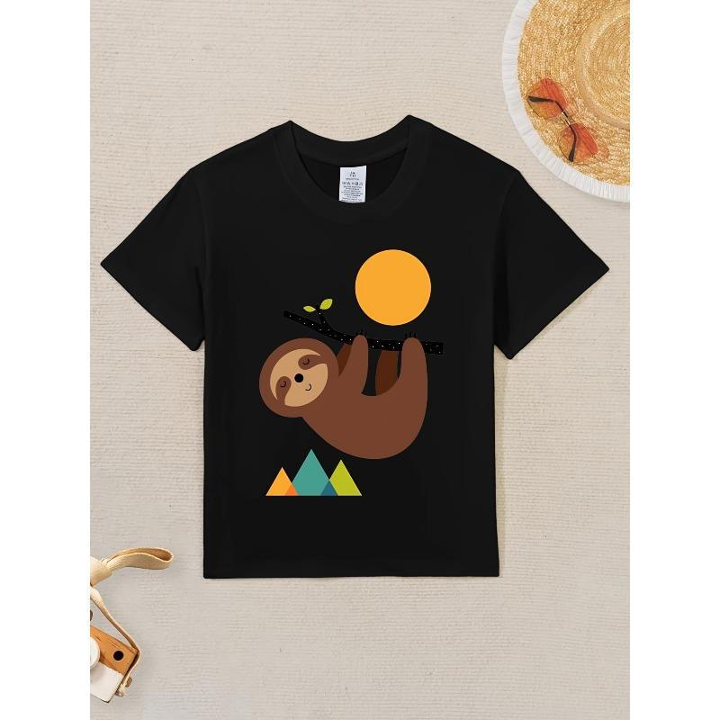 European sizes Keep Calm and Live Slo Series Boys & Girls T-Shirt - with Sloth & Mountain Graphic, Soft Stretchy Fabric