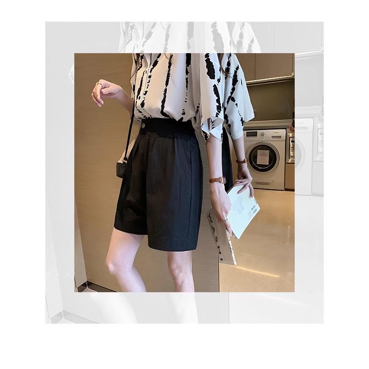 High Waist Cotton Wide-Leg Summer Shorts for Women - Plus Size, Korean Style, Non-Elastic, Loose Fit