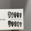 False Nails, Handmade Nail Tips, High-end Dark Silver Cat-eye Nail Art, European and American Punk Style False Nail Stickers.