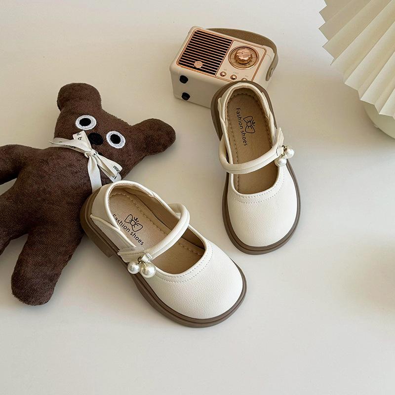 Girls Princess Shoes 2025 Spring and Autumn Lightweight Baby Leather Shoes Pearl Pendant Mary Jane Single Shoes Girls Fashion Single Shoes