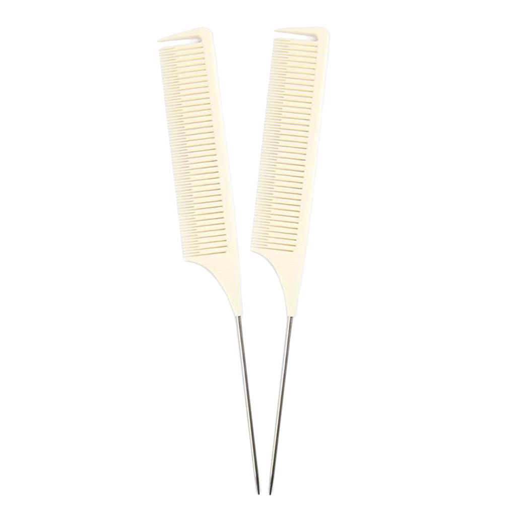 2x Professional Weaving Highlighting Foiling Hair Comb For Salon Beige