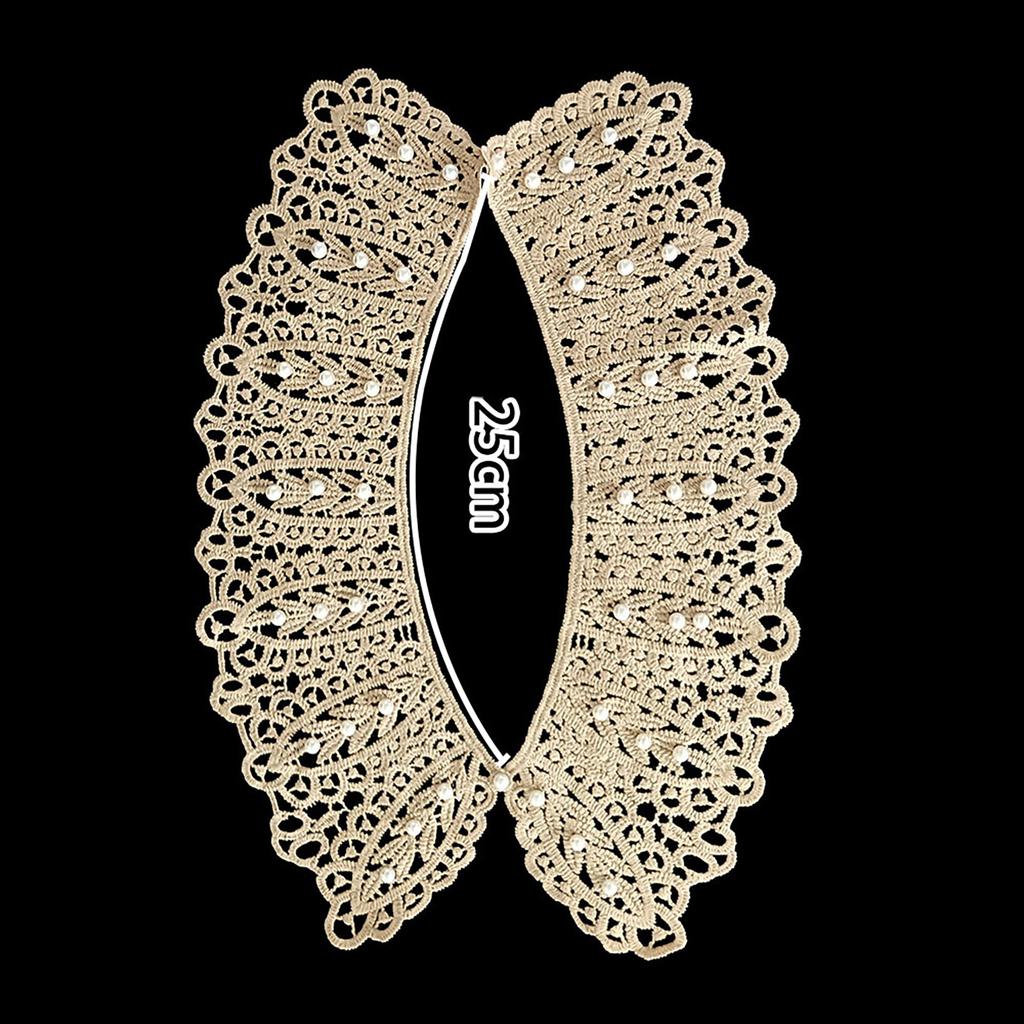 Elegant Lace Collar with Pearls Fashionable Women Collar Retros Neck Accessory for Fashionable Women