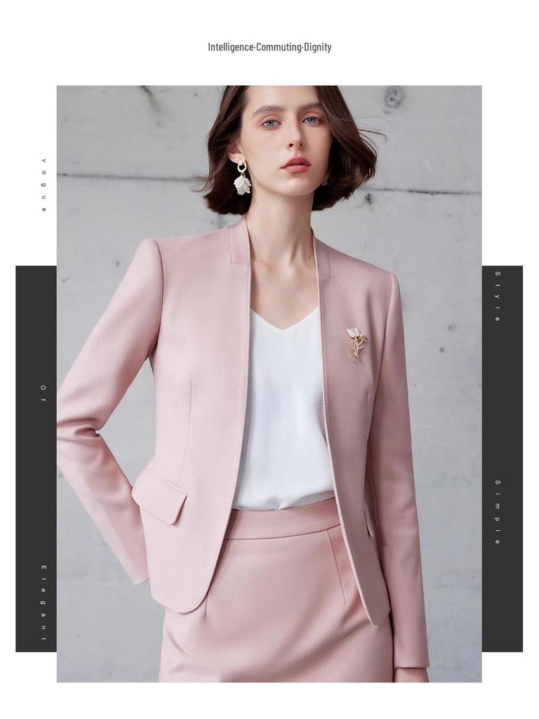 AD Unique Exquisite Autumn 2024 Formal Suit Dress with Collarless Blazer