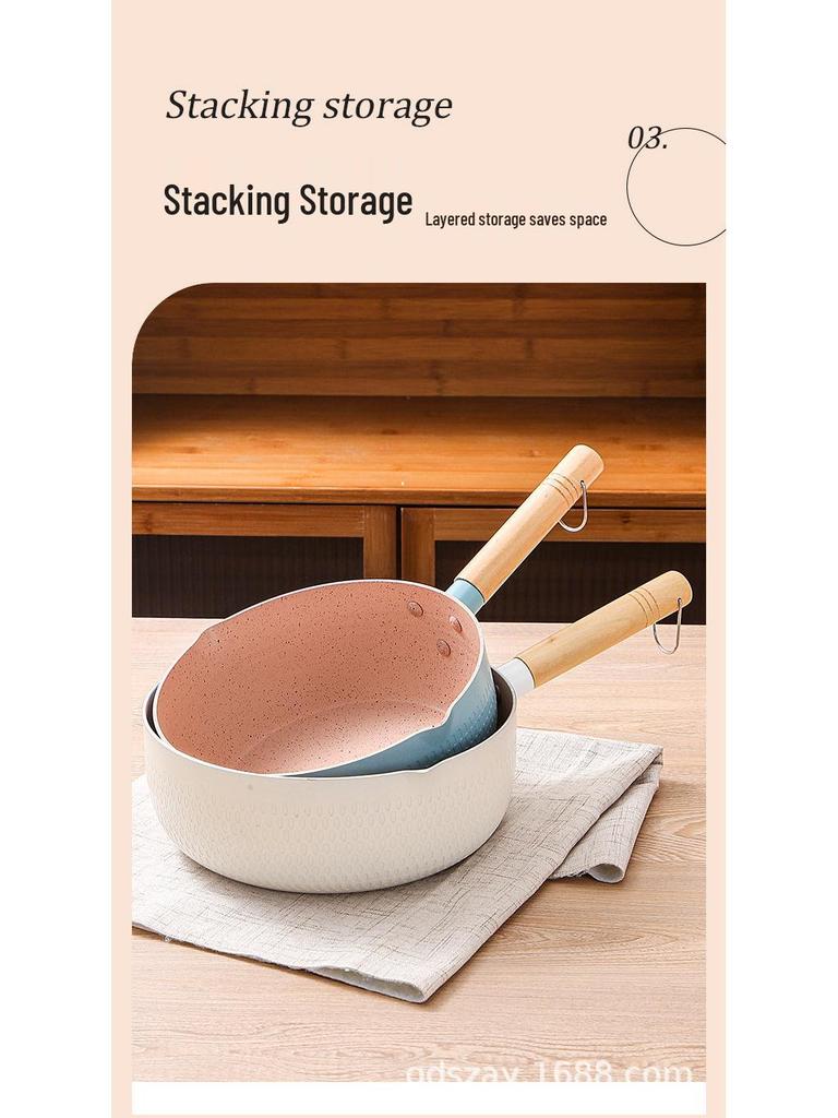 Maifan Stone Non-Stick Induction Cooker Pot for Instant Noodles, Baby Food, and Milk; Yukihira Pan, Food-Grade.