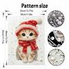 Christmas Pearl Painting Kit Handmade DIY Cute Cat Red Hat Scarf Home Decoration Painting