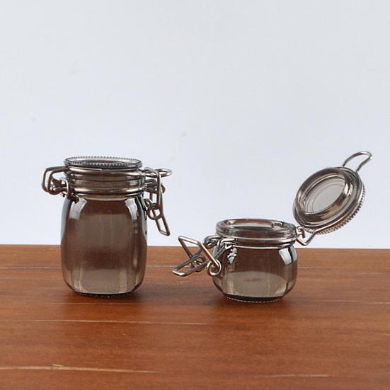2 Pcs Miniature Storage Jars Doll House Mini Transparent Jar with Lid