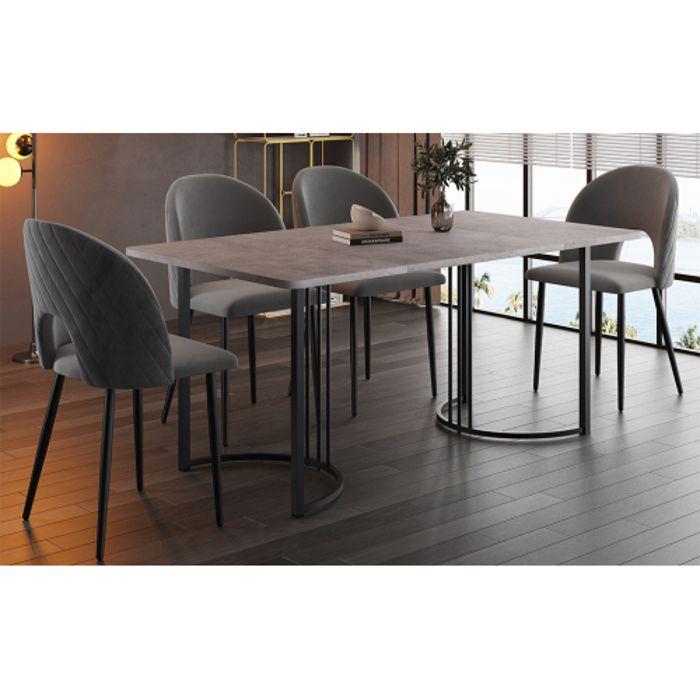 Set De Table À Manger - MUVOE - 140x80 Cm - 4 Chaises En Velours - Châssis Métallique Robuste - Design Moderne