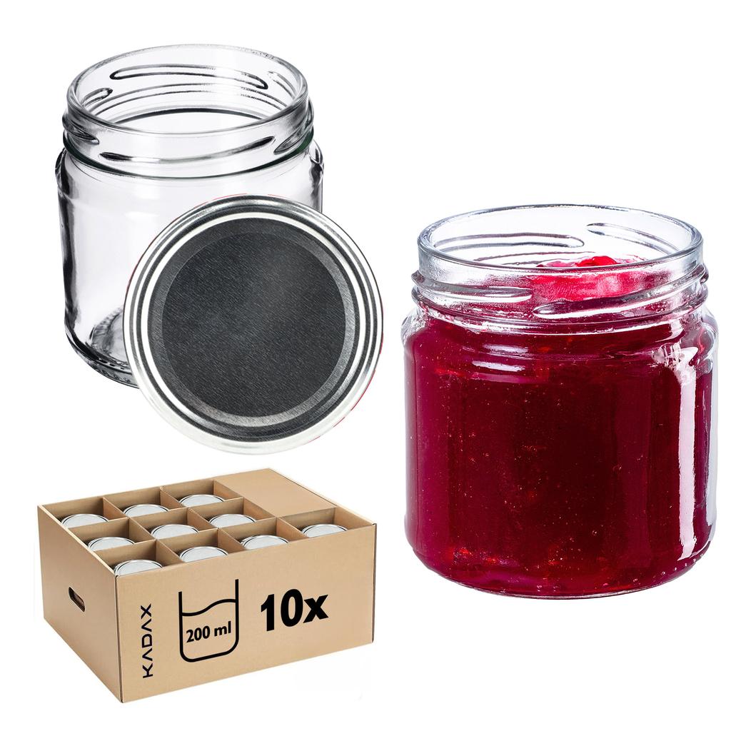 KADAX 10x Glas 200ml + Deckel Fi66 für Konserven Marmelade