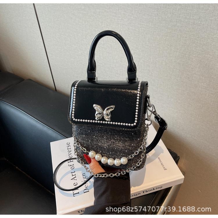 Handbag bag women's summer 2025 new trendy fashion niche design crossbody small square bag Internet celebrity butterfly mobile phone bag