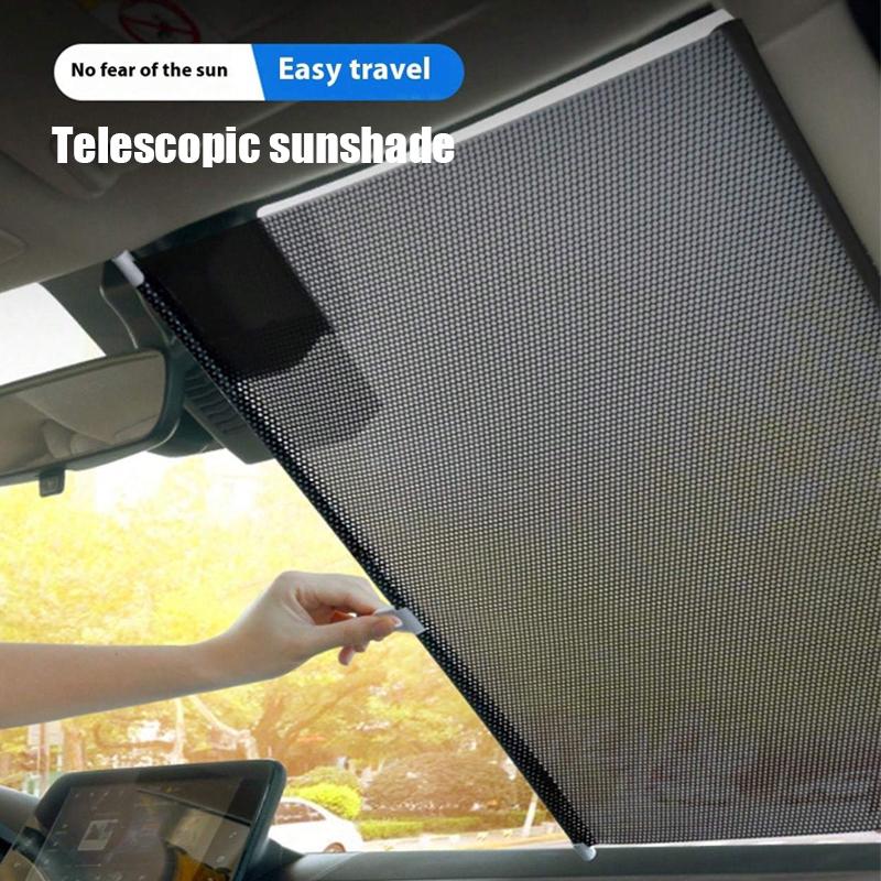 Car Retractable Front Windshield Sun Shade Visor Window Folding Block Cover Summer Protection Heat Insulation SunShade Curtain