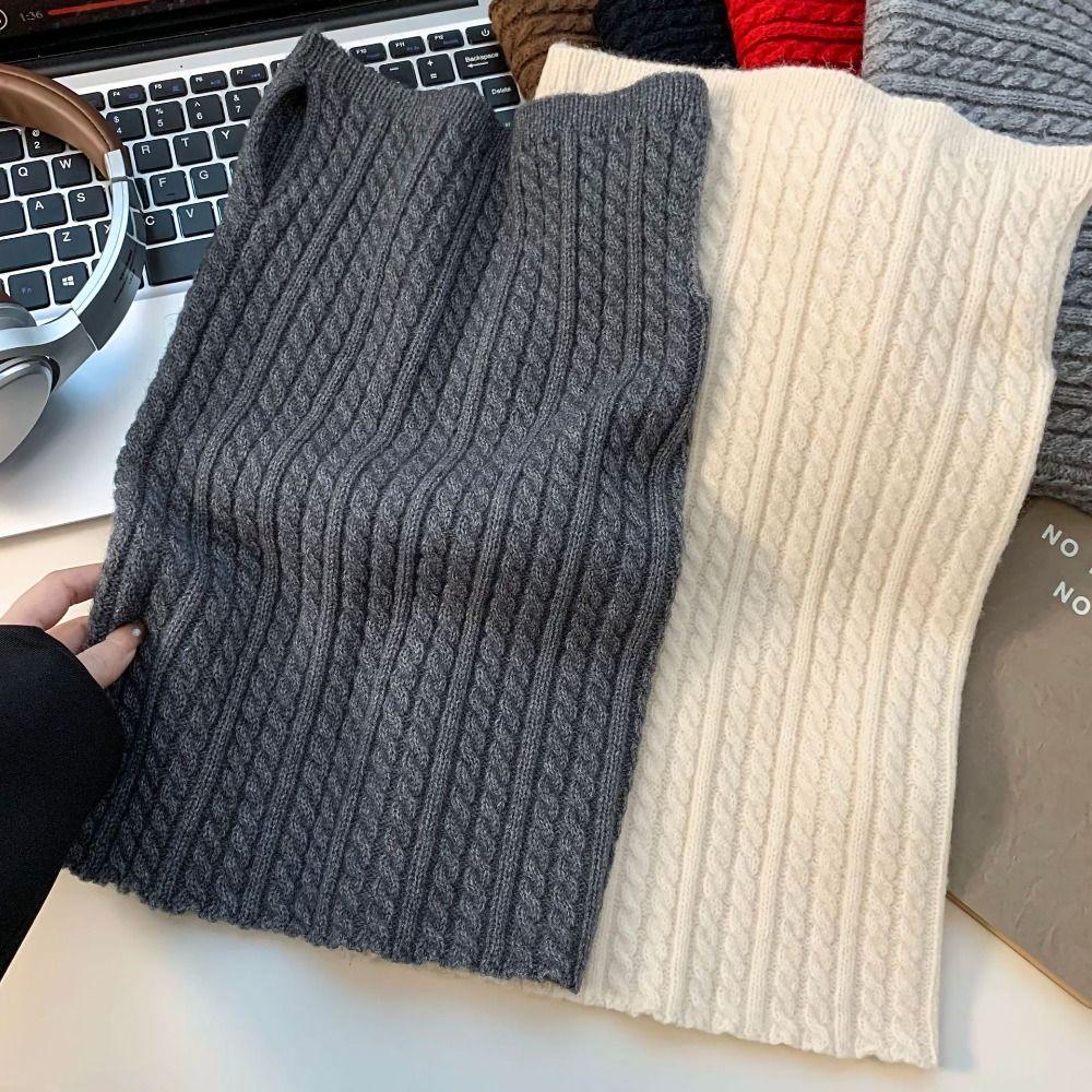 Korean Style Knitted Scarf Solid Color Pullover Wool Bib Retro Turtleneck Fake Collar Student