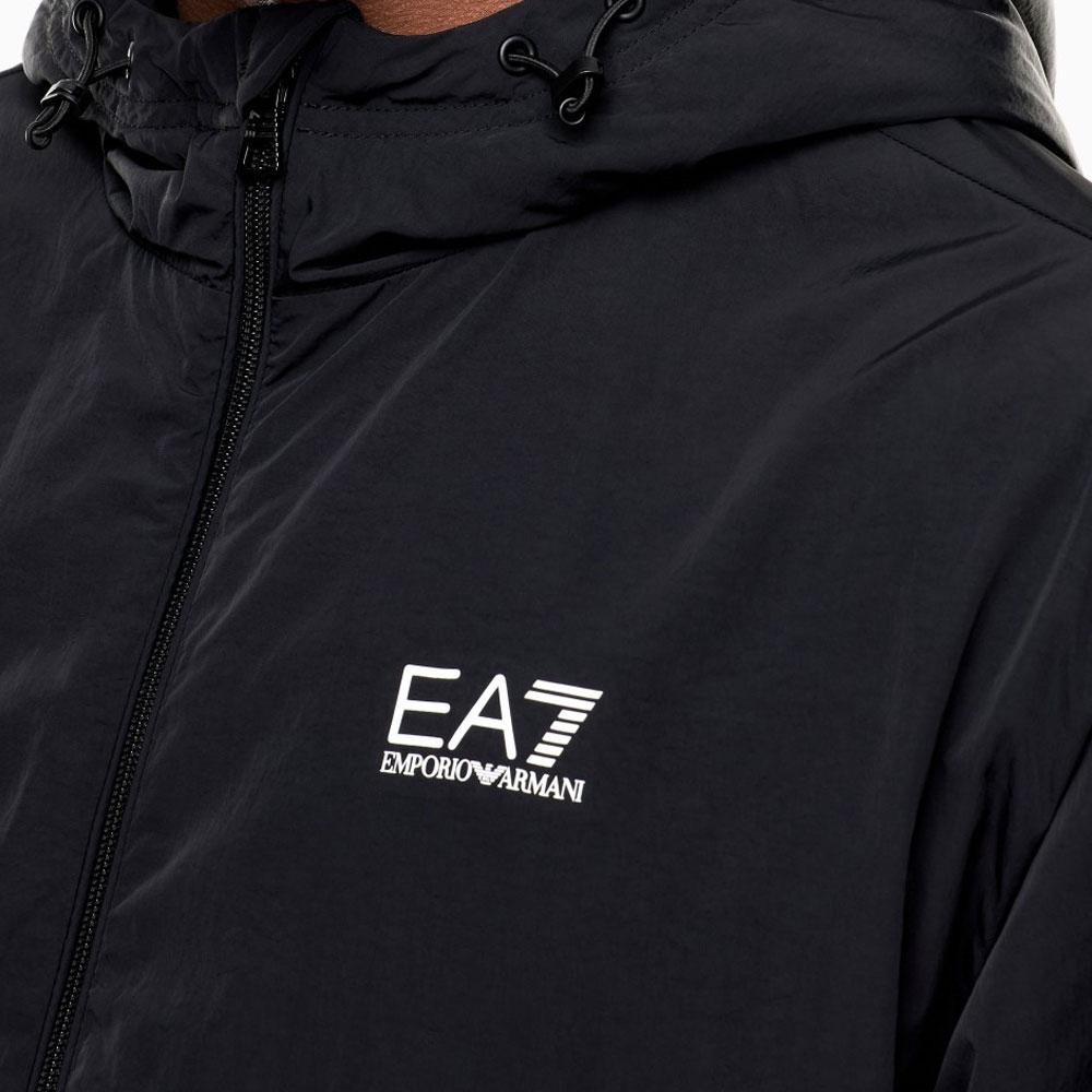 Emporio Armani EA7 Core Identity Series Color Block Logo Hooded Zip Side Pocket Long Sleeve Cotton Jacket Men Jackets 7M000790-AF13190-UC001