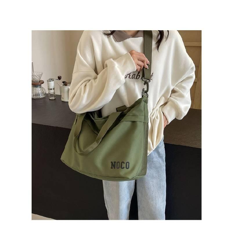 Stylish Unisex Large Capacity Canvas Tote Bag Soft Polyester Zipper Closure