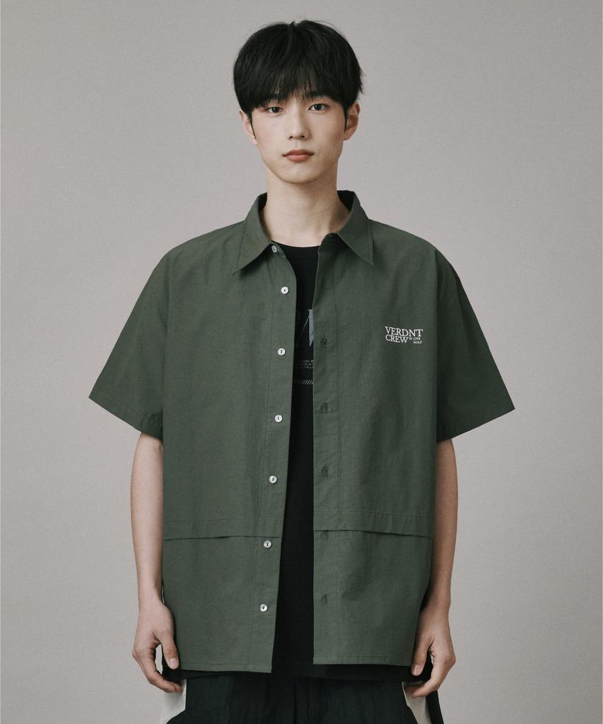 Beodeonteu Oversized Nylon Flap Shirt [Khaki]
