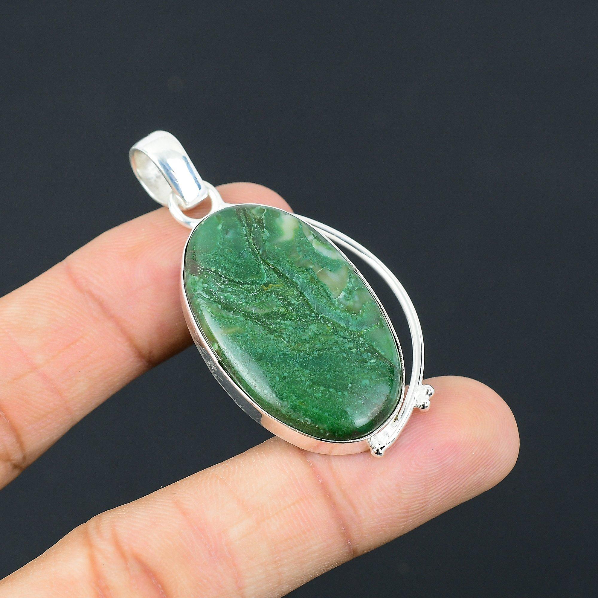 

Sisters Day Sale Oval Malachite Stone Mother Unique Boho Pendant Sterling Silver