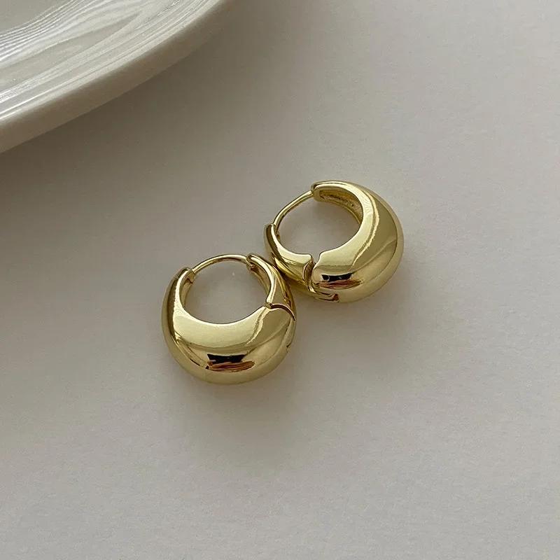 Vintage Stainless Steel Round Circle Hoop Earrings for Women Fashion Geometric C-shaped Drop Earring Party Wedding Jewelry Gifts