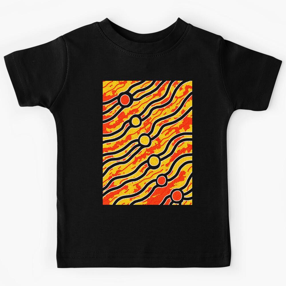 Authentic Aboriginal Art - Bush Fires Kids T-Shirt 100