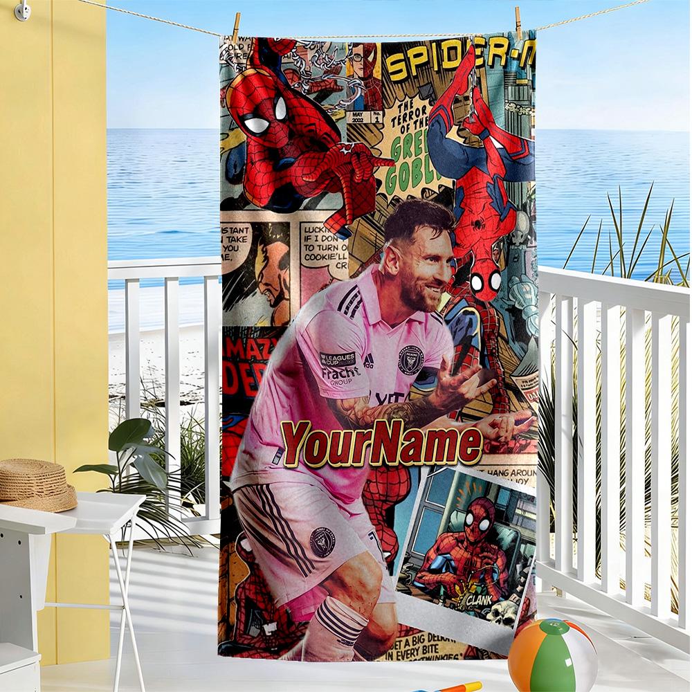 Messi Customize Your Name Beach Towel Super Soft & Absorbent Suitable for Sports Travel Swimming Yoga Bathroom Beach And Pool