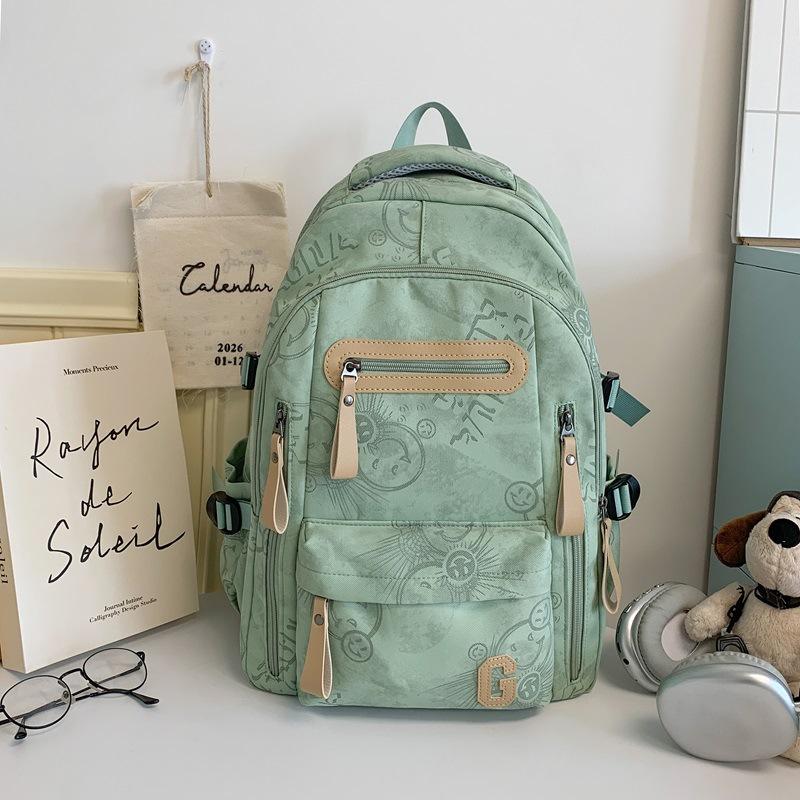 Schoolbag1011 New high school boys backpack large capacity trendy cool graffiti junior high school student schoolbag female campus computer backpack
