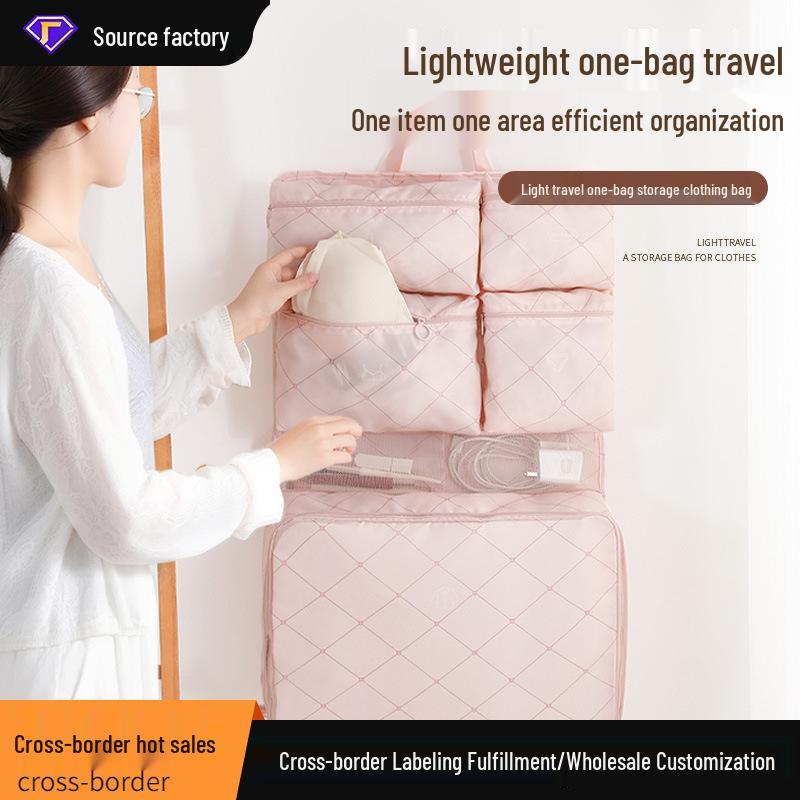 Compact 7-in-1 Hanging Travel Organizer: Large Capacity for Underwear and Clothes