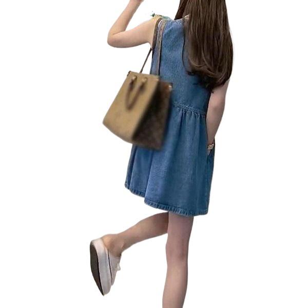 2026 Summer Women's Loose Strappy Denim Tank Dress