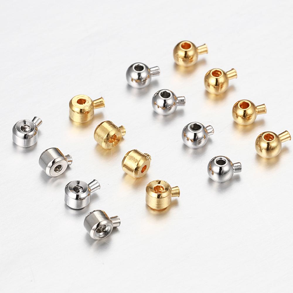 10-20pcs Clasp Metal Crimp End Beads Gold Color Bead Button Clasps for DIY Jewelry Making Findings Components Handmade Wholesale