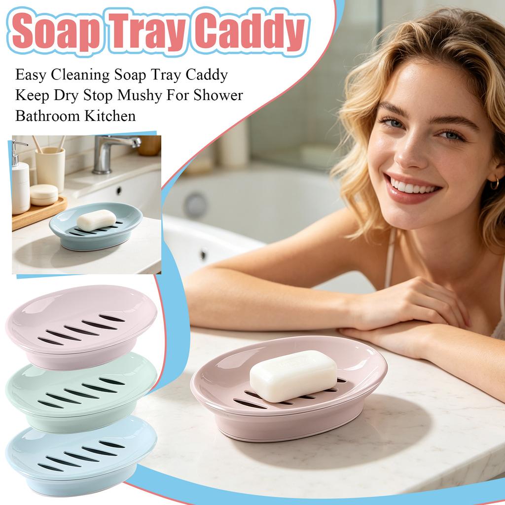 Oval Soap Dish with Drainage Slots Durable Plastic Construction Easy to Clean Compact Design Suitable for Bathroom and Kitchen Use