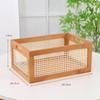 Retro Solid Wood Storage Box with Rattan Accents - Multifunctional Desktop Organizer for Home, Kitchen & Bathroom
